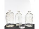 (3) EARLY ETCHED DECANTERS & FLIP GLASS