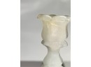 PR BLOWN MOLDED CLAM BROTH DOLPHIN CANDLESTICKS