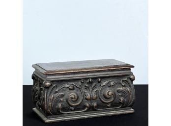 NICELY CARVED MAHOGANY COVERED BOX