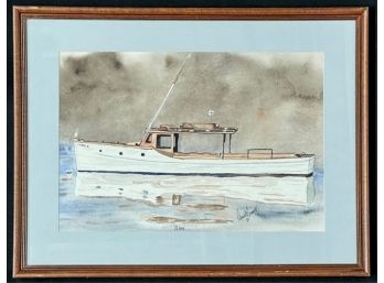 LOBSTER BOAT WATERCOLOR - 'MAINE'