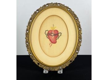 (EARLY 20th C) WATERCOLOR OF THE SACRED HEART