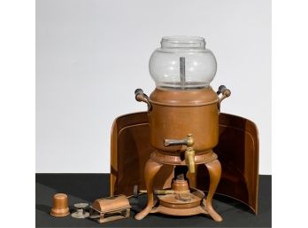 EARLY 20th C COPPER SAMOVAR w GLASS DOME