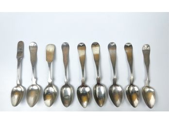 LOT of (9) COIN SILVER TEASPOONS