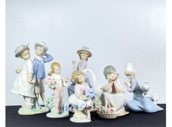 COLLECTION OF (6) LLADRO FIGURAL GROUPINGS