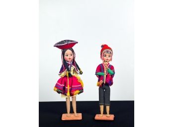 (2) PERUVIAN DOLLS IN TRADITIONAL INDIAN DRESS