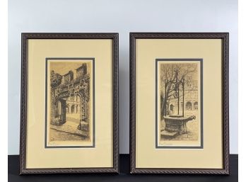 (2) PENCIL SIGNED 'LUCY GARNOT' ENGRAVINGS