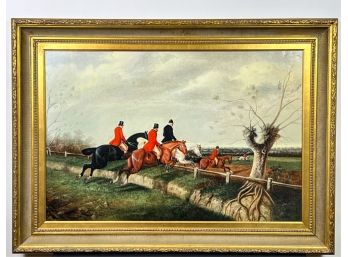 LARGE STEEPLECHASE OIL ON CANVAS