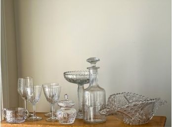 (9) PIECE MISC CUT/PRESSED/CLEAR GLASS LOT