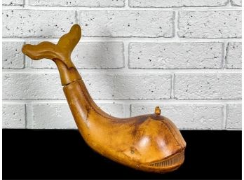 MID CENTURY LEATHER CLAD WHALE FORM DECANTER