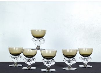 VINTAGE MID CENTURY ROOSTER COCKTAIL GLASSES
