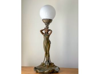 ART NOUVEAU ZINC ALLOY 'VENUS' TABLE LAMP