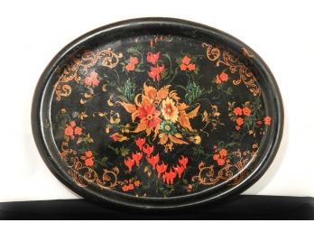 LARGE (19th c) OVAL TOLEWARE TRAY