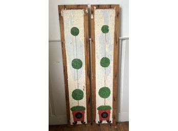 PAIR OF HAND PAINTED & TREATED PANELS