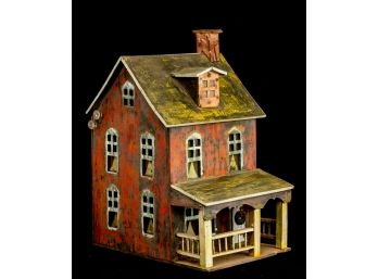 PAINTED WOODEN MODEL of a HOUSE