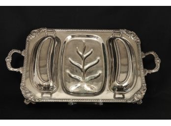 SILVER PLATED WELL & TREE and (2) BUFFET TRAYS