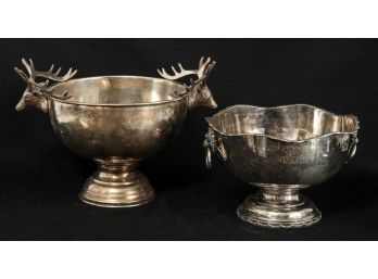 (2) FIGURAL and FOOTED SILVER PLATED BOWLS
