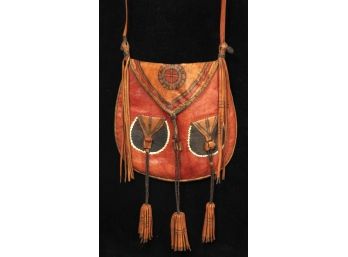 MALTESE LEATHER POUCH with TASSLES