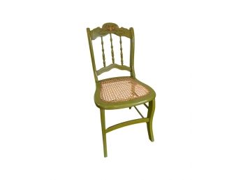 (19th c) PAINTED SIDE CHAIR with CANE SEAT