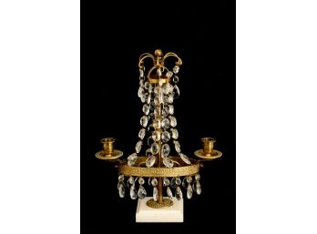 FRENCH BRASS and MARBLE CANDELABRUM
