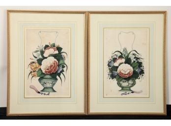 PAIR OF (19th c) CHINESE PAINTINGS on PITH PAPER