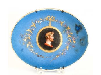 (19th c) DISHED OVAL PARIS PORCELAIN CAMEO PLATE
