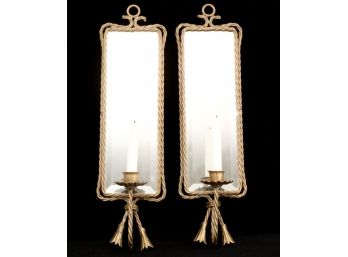 PAIR OF MIRRORED WALL SCONCES
