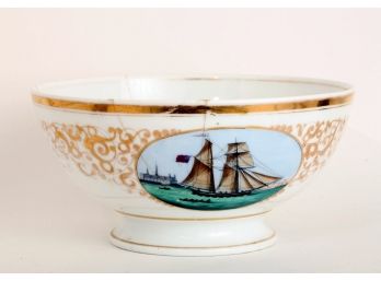 (Early 19th c) ENGLISH PORCELAIN PUNCH BOWL