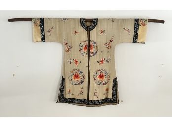 (19thc ) FLORAL EMBROIDERED CHINESE SILK SURCOAT