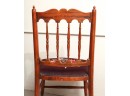 (19th c) ENGLISH YEW CHAIR with EMBROIDERED SEAT