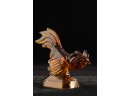 HEAVY HANDCRAFTED AMBER GLASS ROOSTER