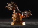 HEAVY HANDCRAFTED AMBER GLASS ROOSTER