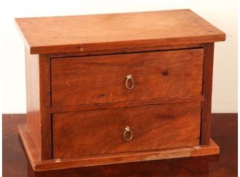 (19th c) TWO DRAWER CHERRY WOOD CABINET