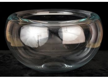 LARGE MODERN GLASS BOWL with ROLLED RIM