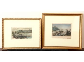 TWO (19th c) PRINTS of WEST POINT & WINNIPESAUKEE