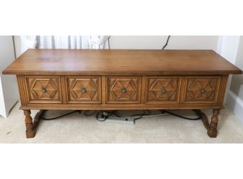 (3) DRAWER CONSOLE TABLE W/ IRON STRETCHER