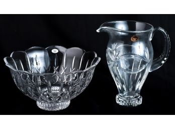 GORHAM CRYSTAL BOWL AND PITCHER
