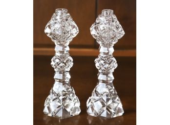 PAIR OF MOLDED GLASS BASES