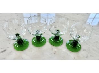 SET of 4 GLASS CORDIALS