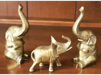 PR of WEIGHTED BRASS ELEPHANT BOOKENDS