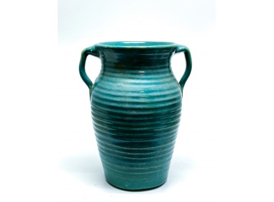 ZANESVILLE POTTERY RINGED JUG W/ APPLIED HANDLES