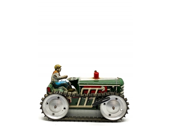 MARX TOYS TIN LITHO WIND UP TRACTOR TOY WITH RIDER