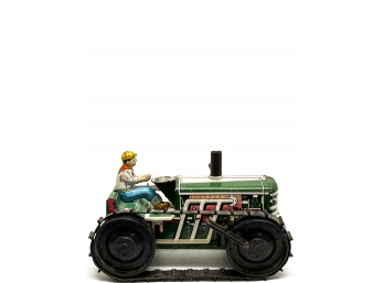 MARX TOYS TIN LITHO WIND UP TRACTOR TOY WITH RIDER