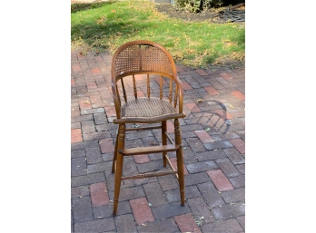 VICTORIAN CANED OAK CHILDS HIGH CHAIR