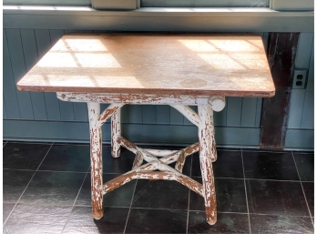 SQUARE TOP ADIRONDACK STYLE TABLE W/ PAINTED BASE