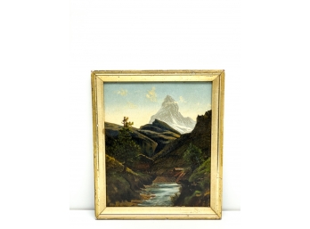 19th C PAINTING 'MOUNTAIN STREAM WITH MATTERHORN'