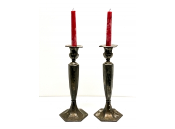 PAIR OF WILCOX & CO SILVER PLATED CANDLESTICKS