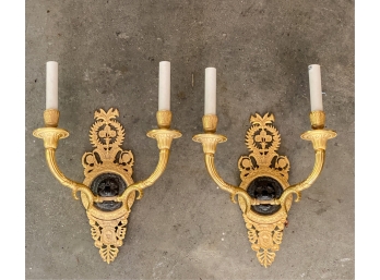 PAIR CONTEMPORARY (2) ARMED PIERCED WALL SCONCES