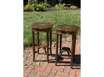 PAIR OF FAUX PAINTED CLOVER LEAF END TABLES