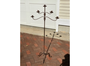 WROUGHT IRON CANDELABRA APPLIED FLORAL DECORATION