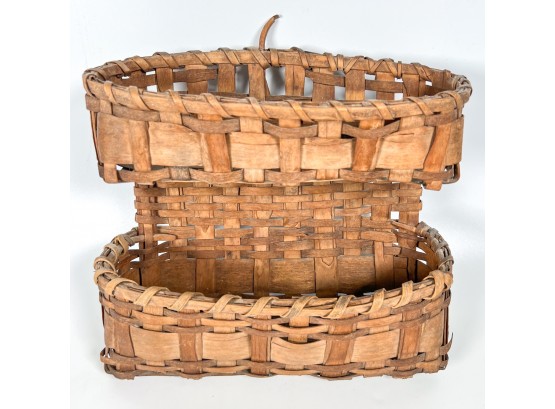 ANTIQUE WOVEN HANGING WALL BASKET
